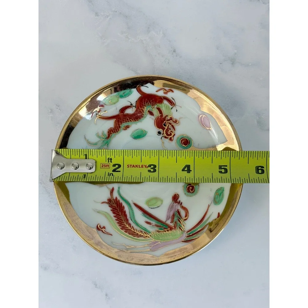 VTG Asian DragonWare and Phoenix 22K Gilded Teacup and Saucer